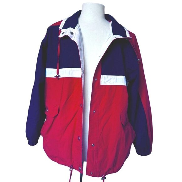 VTG Mulberry Street Jacket Adult L‎ Patriotic USA Nautical Zip Front Color Block - Picture 4 of 12
